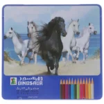 مداد رنگی 24 رنگ دایناسور مدل Horses جعبه فلزی